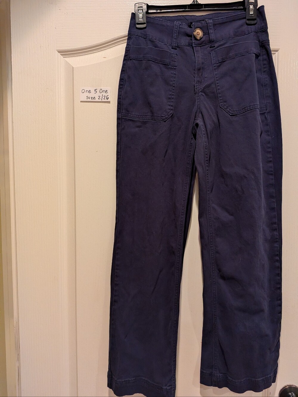 Navy Wide-Leg Utility Pants